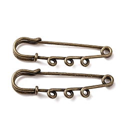 Bronce Antiguo 304 hallazgos de broche de imperdibles de acero inoxidable, alfileres de falda escocesa con bucles triples, Bronce antiguo, 50~50.5x17~17.5x5~5.5 mm, agujero: 2 mm