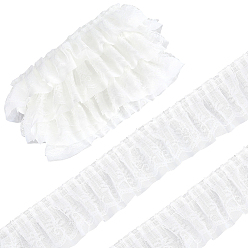 Белый 5 ярдов двойной полиэстеровой кружевной отделки для украшения шитья, белые, 2-1/4 дюйм (56.5 мм)
