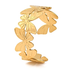 Настоящее золото 14K 304 женские браслеты-манжеты из нержавеющей стали, бабочка, вакуумное покрытие pvd, реальный 14 k позолоченный, 1-1/8 дюйм (2.7 см), внутренний диаметр: 2-1/4 дюйм (5.75 см)