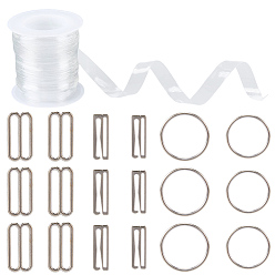 Платина 36 шт. 6 количество стилей 9 бюстгальтеры-топы из сплава в форме чашки, крючок для ремня бюстгальтера, застежка для нижнего белья, с 1 рулоном ТПУ пластика прозрачный эластичный ремешок, платина, 10x0.2 мм