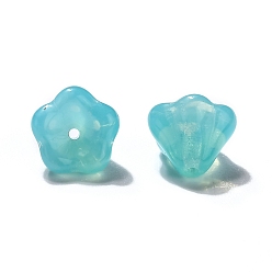 Бирюза Полупрозрачные бусины из прозрачного стекла, цветок, бирюзовые, 8.5x6.5 мм, отверстие : 1 мм, около 237~243 шт / упаковка