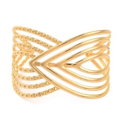 Лист 304 женские браслеты с открытыми манжетами из нержавеющей стали, реальный 18 k позолоченный, лист, внутренний диаметр: 2-1/2 дюйм (6.2 см), 46 мм