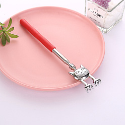 Красный Телескопическая чесалка для спины из нержавеющей стали в форме кошки, с резиновой ручкой, выдвижной массажер для спины, красные, 210~580 мм