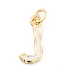 Letter J Стойки обшивки латунные подвески, с эмалью и кольцом для прыжков, без кадмия и без свинца, долговечный, реальный 18 k позолоченный, буквы, буква J, 11.5x5.5x1 мм, отверстие : 2.5 мм