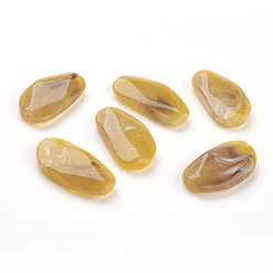 (932FM) Темно-синий аква-матовый с подкладкой Акриловые бусины, imitatin нефрита стиль, темно-золотистые, 45x24x9 мм, Отверстие : 2.5 мм , около 65 шт / 500 г