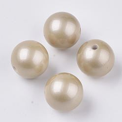 Wheat Opaque Spray Painted Acrylic Beads, Miracle Beads, Round, Wheat, 20x19.5mm, Hole: 3mm