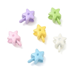 Mixed Color Spray Painted Alloy Tube Bails, Star, Mixed Color, 13x9x8mm, Hole: 1.6mm, Inner Diameter: 4.5~5mm