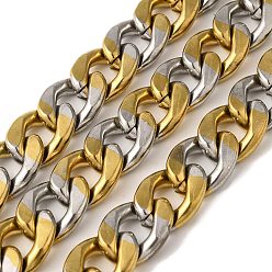 Золотой & Цвет Нержавеющей Стали Ионное покрытие (ip) 201 прямоугольные цепи из нержавеющей стали, несварные, с катушкой, золотые и нержавеющая сталь цвет, 20.5x15x5 мм