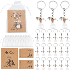 Античный Серебристый & Платиновый 90шт. стеклянные бутылки желаний и брелки из сплава, с железными кольцами и подарочными пакетами из бумажных карточек и органзы, 86 мм