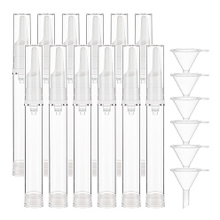 Clear Plastic Transparent Dewar Bottles, Empty Eye Cream Tube Vials, with Transparent Plastic Funnel Hopper, Clear, 15x1.9cm, Capacity: 15ml, 12pcs
