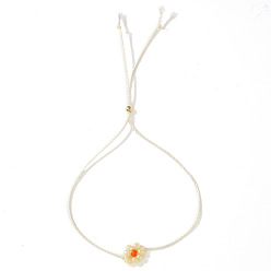 Светло-желтый Браслеты-слайдеры из стеклянных бусин с подвесками в виде ромашек, полиэстеровые украшения для женщин, светло-желтый, 11.02 дюйм (28 см)