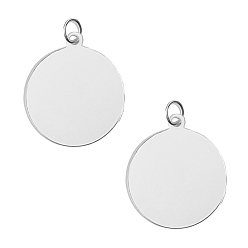 Посеребрённый 925 стерлингов серебряные подвески, подвески-пустые диски с соединительными кольцами, 1Замшевая ткань из ПК, квадратная салфетка для полировки серебра, 925 серебро покрытием, 17x15x0.5 мм, отверстие : 2.6 мм