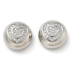 Платина Стойка металлическая латунная микропрофилированная кубическая циркония подвески, долговечный, без свинца и без кадмия, плоские круглые прелести, платина, 12.5x6.5 мм, отверстие : 3.5x2.5 мм