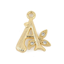 Letter A Латунные хрустальные стразы буквы звенья соединительные подвески, без кадмия, без никеля и без свинца, реальный 18 k позолоченный, буква a, 15x11.5x4 мм, отверстия : 1.2 mm и 1.5 мм