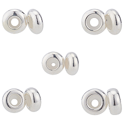 Silver 10 Pcs 5 Styles 925 Sterling Silver Beads, with Silica Gel, Flat Round, Silver, 2pcs/style