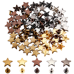 (52) Непрозрачная лаванда 100шт. 5 цвета железные полутрубчатые заклепки, звезда, для кошелька, , ботинки, украшение кожаных ремесел, разноцветные, 11x11.5x3.5 мм, отверстие : 2.3 мм, 20 шт / цвет