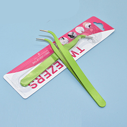 Зеленый газон Пинцет из нержавеющей стали, наклонить голову, зеленый газон, 11.6x1 см