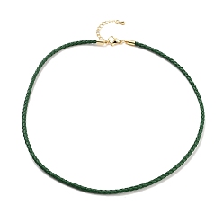 Темно-Зеленый Изготовление плетеных круглых браслетов из искусственной кожи, с застежками-карабами из нержавеющей стали золотистого цвета, темно-зеленый, 17-1/8 дюйм (43.6 см)