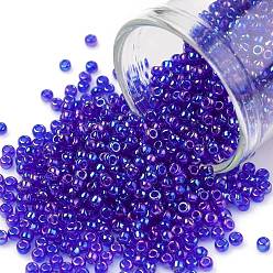 (87) Transparent AB Cobalt TOHO Round Seed Beads, Japanese Seed Beads, (87) Transparent AB Cobalt, 11/0, 2.2mm, Hole: 0.8mm, about 1110pcs/bottle, 10g/bottle