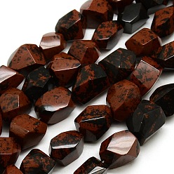 Obsidienne Acajou Nuggets acajou naturel obsidienne perles brins, 11~18x11~13mm, Trou: 1mm, Environ 26 pcs/chapelet, 15.7 pouce