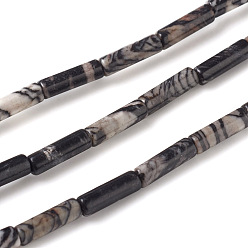 Камень Сетки Природные netstone бисер нитей, колонка, 13~14x4 мм, отверстие : 1 мм, около 30 шт / нитка, 15.9 дюйм (40.5 см)