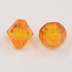 Orange Facettierte Bicone transparente Acryl-Perlen, gefärbt, orange, 4 mm, Bohrung: 1 mm, ca. 13000 Stk. / 500 g