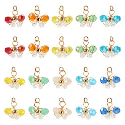 (52) Непрозрачная лаванда 20шт. 10цвета подвесок из стеклянных бусин, с кольцами сплава, бабочки прелести, разноцветные, 11.5~12.5x13~15x6 мм, отверстие : 3 мм, 2 шт / цвет