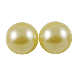 Light Khaki ABS Plastic Imitation Pearl Cabochons, Half Round, Light Khaki, 6x3mm