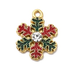 Снежинка 304 из нержавеющей стали горный хрусталь подвески, Эмаль стиле, ионное покрытие (ip), реальный 18 k позолоченный, снежинка, 22x17x3.5 мм, отверстие : 1.8 мм