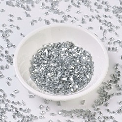 (HTL1881) Transparent Silver Gray Gold Luster MIYUKI Half TILA Beads, Japanese Seed Beads, 2 Hole, (HTL1881) Transparent Silver Gray Gold Luster, 5x2.3x1.9mm, Hole: 0.8mm, about 2500pcs/100g