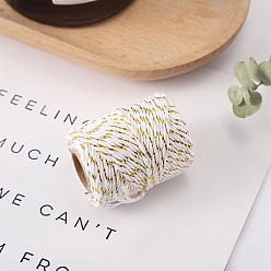 Белый Двухцветные хлопковые золотистые металлические нити, макраме шнур, декоративные нитки, для поделок ремесел, упаковка подарков и изготовление ювелирных изделий, белые, 5 мм, около 21.87 ярдов (20 м) / рулон