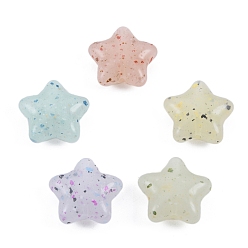Mixed Color Marbled Stone Style Opaque Acrylic Beads, Star, Mixed Color, 19x20x8.5mm, Hole: 2mm