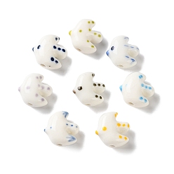 Mixed Color Handmade Porcelain Beads, Hand Painted, Bird, Mixed Color, 14x14.5x9mm, Hole: 2mm