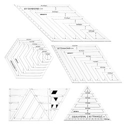 Clear Acrylic Quilting Ruler, Trapezoid & Diamond & Hexagon & Triangle Shape Templates, Transparent Patchwork Sewing Cutting Craft Ruler DIY Tools, Clear, 5pcs/set