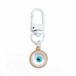 Flat Round Alloy Enamel Pendant Decorations, Flat Round, 53x14mm