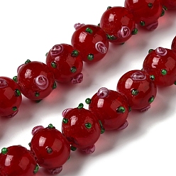 (123L) Белый крем непрозрачный блеск Бусины ручной работы ухабистой бисер нитей, круглые, огнеупорный кирпич, 11.5~13.5x13.5~14x13~13.5 мм, отверстие : 1.5 мм, около 33 шт / нитка, 15.16'' (38.5 см)