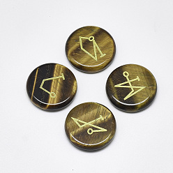 Тигровый глаз Природных тигровый глаз кабошонов, плоские круглые с рисунком, 25x5.5 мм, 4 шт / комплект