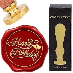 Слово Набор сургучной печати, золотистый тон сургучной печати цельная латунная головка, с деревянной ручкой в стиле ретро, для конвертов приглашений, подарочная карта, слово, 83x22 мм, штампы: 30x14.5 мм