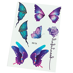 Farbig Körperkunst Tattoos, temporäre Tattoos Papier Aufkleber, Schmetterling, Farbig, 21x15 cm