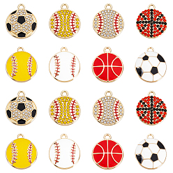 Mixed Shapes 32 шт 8 стили подвески из сплава эмали, со стразами, без свинца, без кадмии и без никеля, спортивная тема, разнообразные, 21.5x18~18.5x2~4.5 мм, отверстие : 1.6~2 мм, 4 шт / стиль