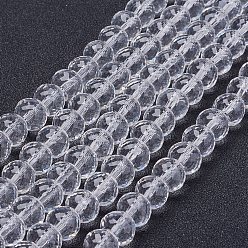 Transparent Glasperlen Stränge, facettierte Rondelle, Transparent, 8x6 mm, Bohrung: 1 mm, ca. 39 Stk. / Strang, 7.8 Zoll (20 cm)