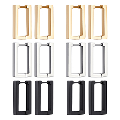 (52) Непрозрачная лаванда 12шт. 3 цвета 316 серьги-кольца из нержавеющей стали, прямоугольные, разноцветные, 20.5x12x3 мм, 4 шт / цвет