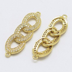 Oro Micro latón allanan enlaces de circonio cúbico, Anillos, sin cadmio, plomo, níquel, dorado, 32x9.5x3 mm, agujero: 1.5 mm