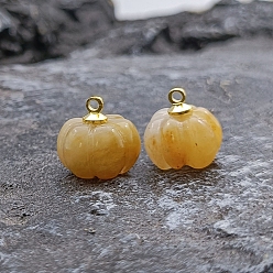 Топаз Нефрит Маленькие резные подвески в виде тыквы из натурального топаза и нефрита, 13~14 мм