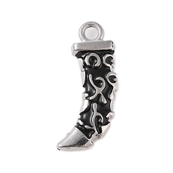 Черный Подвески из эмали и сплава, платина, Оберег в форме волчьего клыка, чёрные, 43x14x7 мм, отверстие : 4 мм