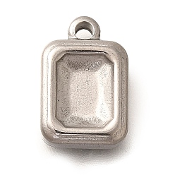 Нержавеющая Сталь Цвет 304 прелести нержавеющей стали, прямоугольник амулеты, анти-тускнение, цвет нержавеющей стали, 14.5x9.5x3.5 мм, отверстие : 1.8 мм