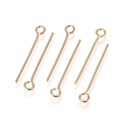 Настоящее золото 18K 304 штыри из нержавеющей стали, реальный 18 k позолоченный, 22 датчик, 22x0.6 мм, отверстие : 2 мм