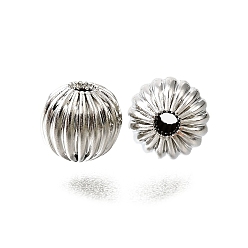 Платина Латунная гофрированная бисера, без свинца и без кадмия, стойки покрытие, прочное покрытие, круглые, платина, 6 мм, отверстие : 1.8 мм