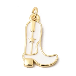 Белый Латунь эмаль подвески, брелоки для ботинок, без кадмия и без свинца, долговечный, стойки покрытие, реальный 18 k позолоченный, белые, 21.5x13x2.5 мм, Перейти кольцо: 5x1 мм, внутренний диаметр: 3.5 мм