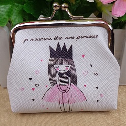 Разноцветный Трапециевидная сумка для куклы из пвх, с железным каркасом кошелька, принадлежности для американских кукол, Рисунок девушки, красочный, 70x90 мм